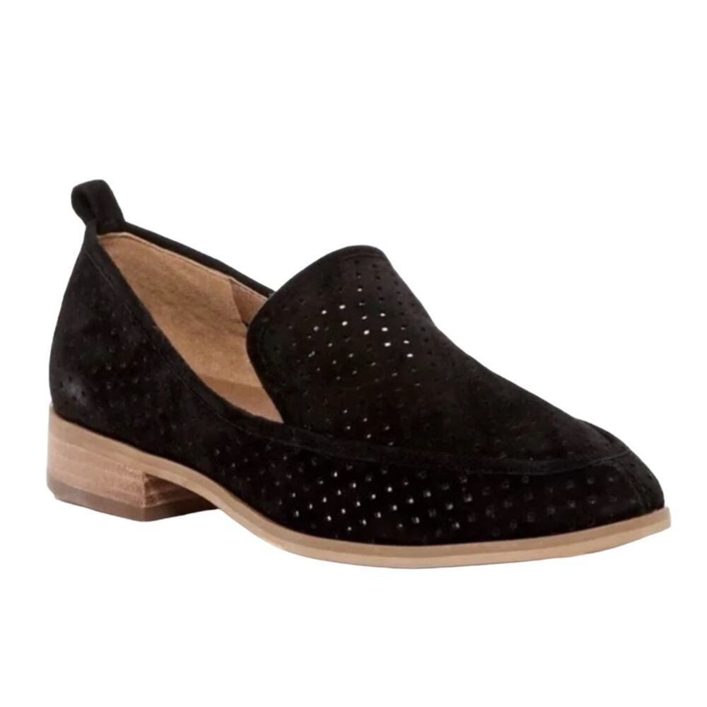Susina Nordstrom Black Perforated Suede Slip On Loafers Size 8